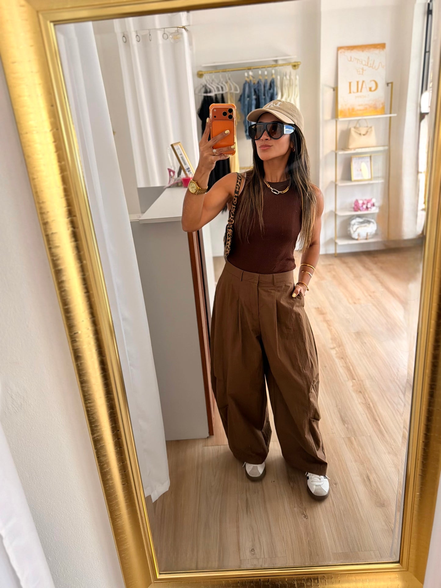 Chocolate parachute wide pants