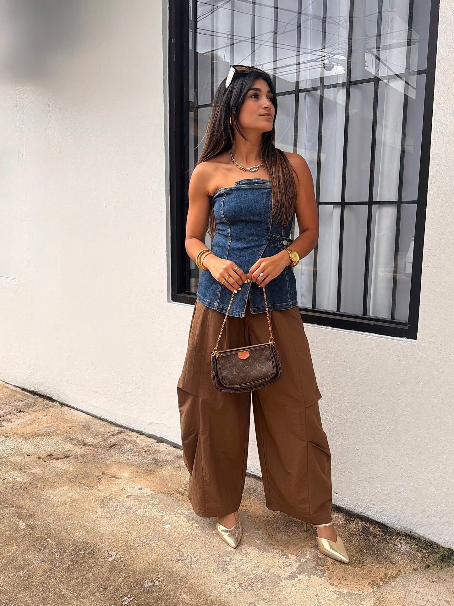 The wrapped denim top