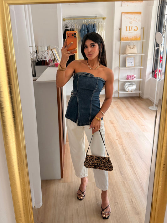 The white soft barred denim