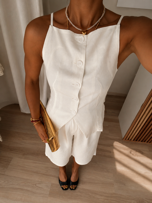 The Resort Linen Vest Top