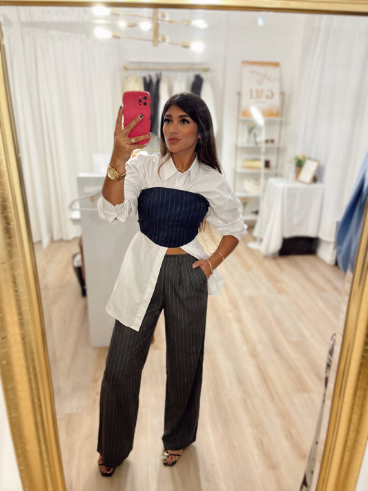 Navy striped corset top