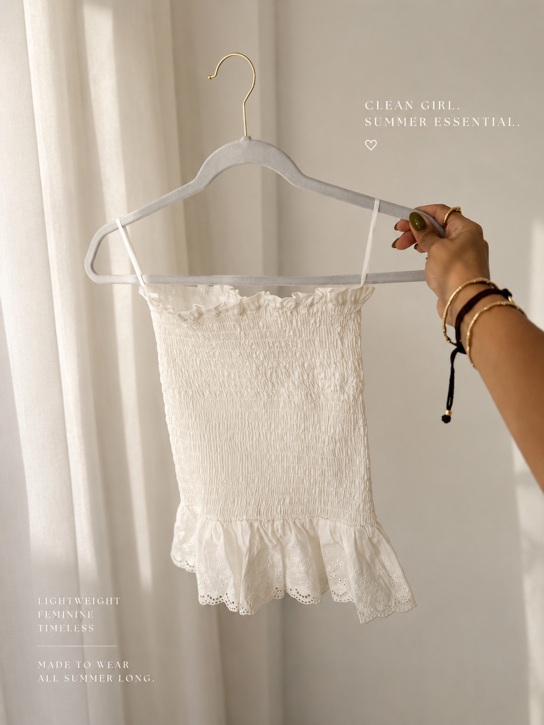 The Eyelet Smocked Tube Top