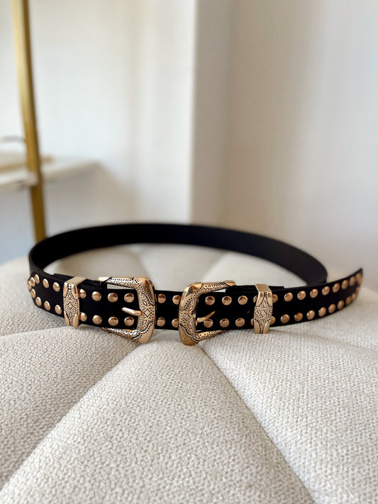 Western double buckle belt