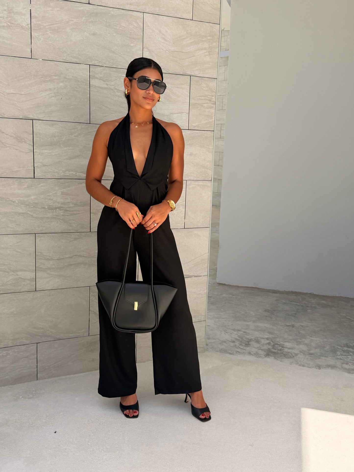 Tailored x halter neck jumpsuit