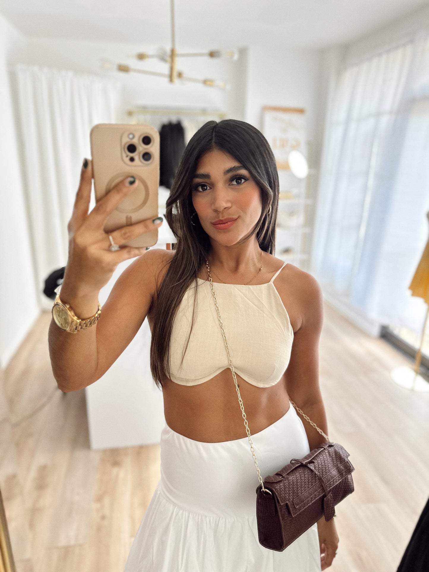 Linen bralette with support (sand)