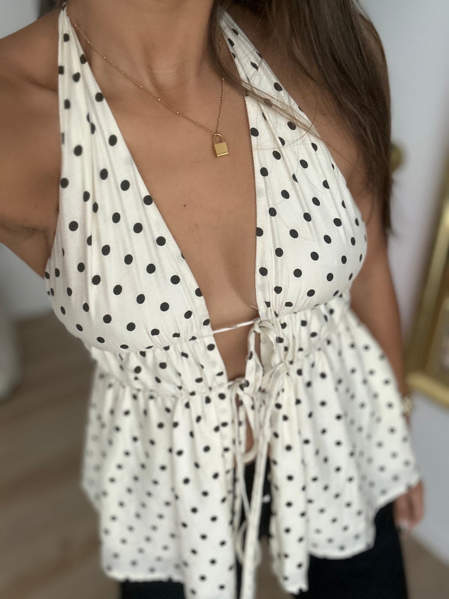 Polka dot french halter top