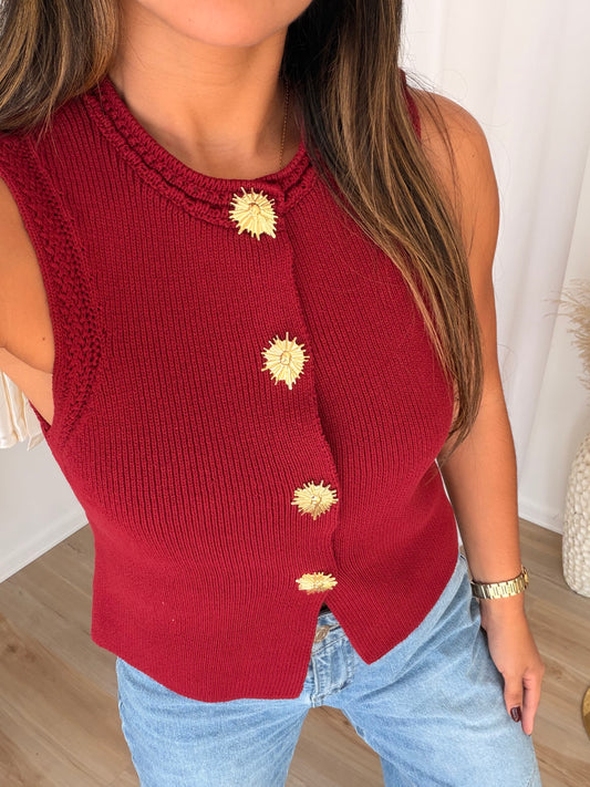 Wine x gold details top