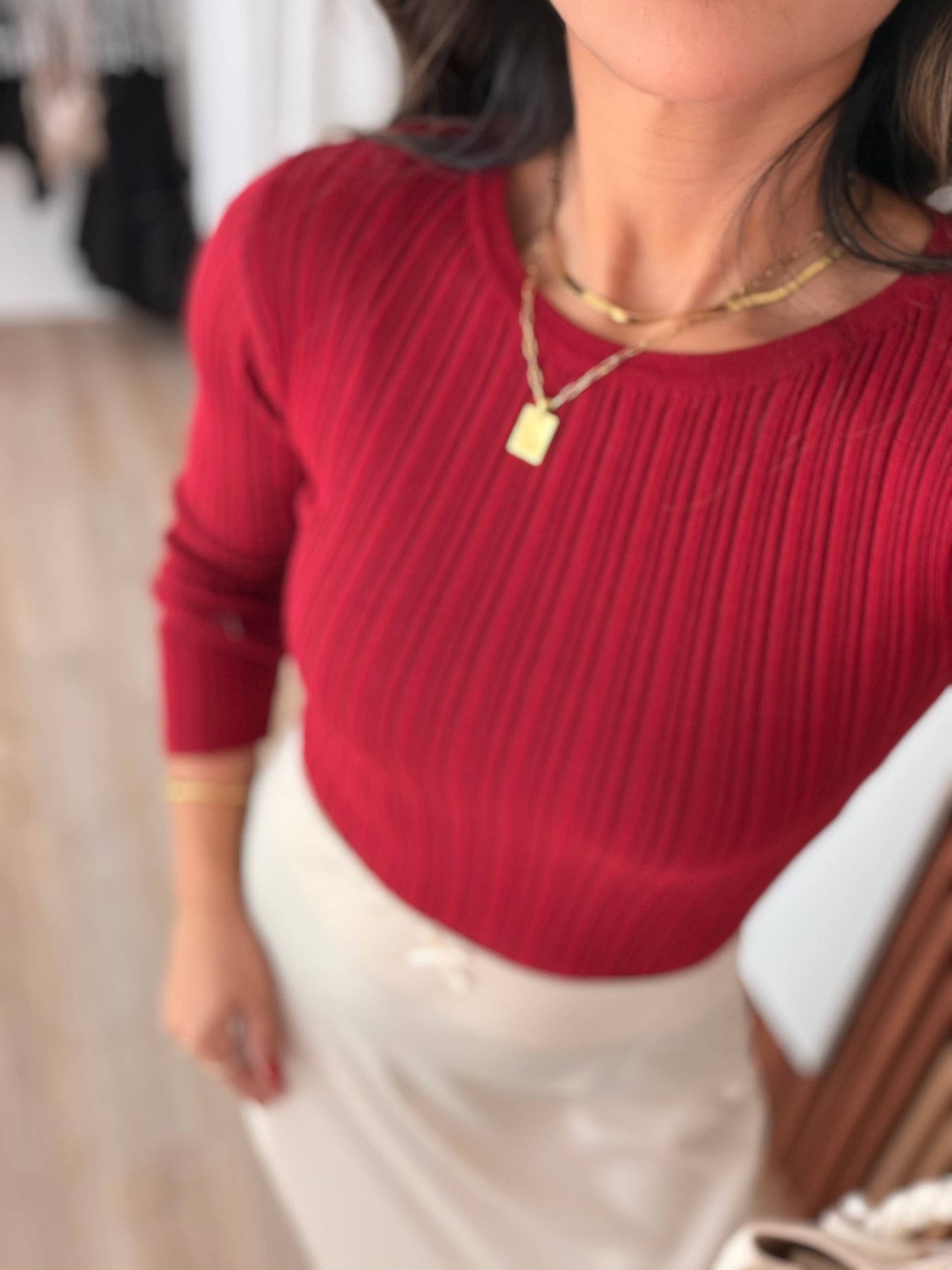 Cherry Ribbed knit top