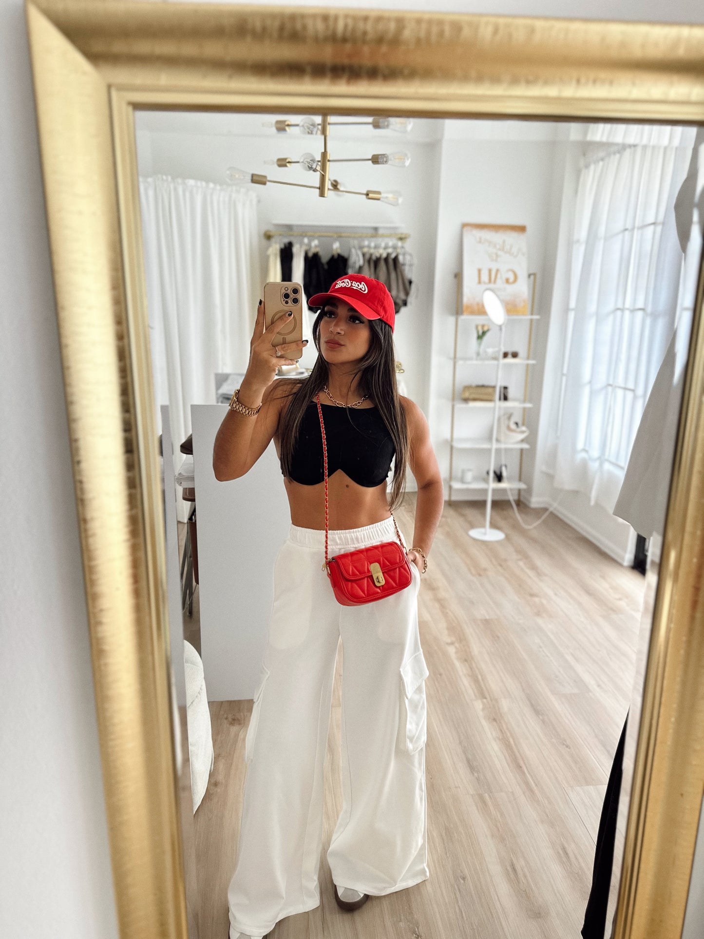 White palazzo sweatpants