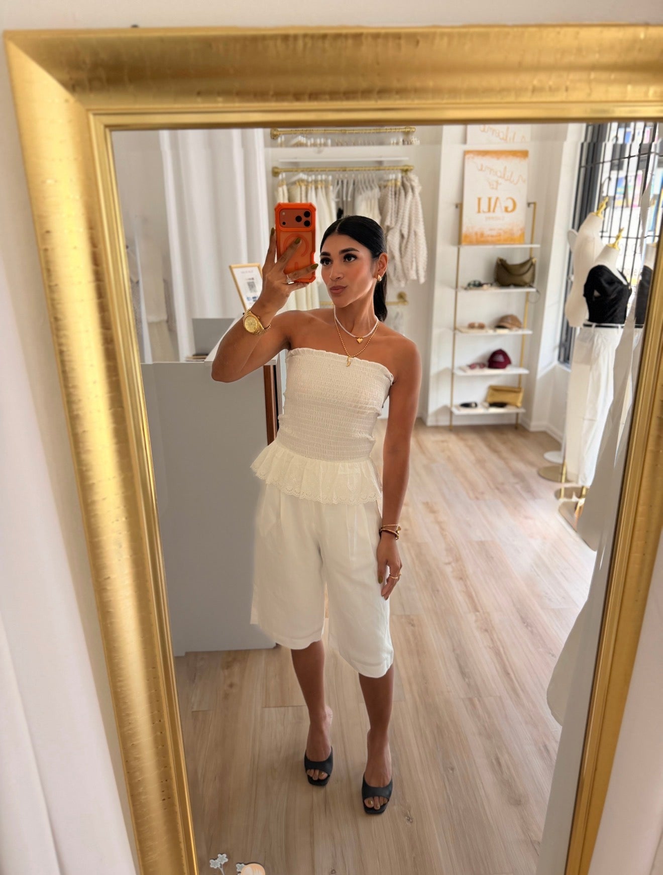 The Eyelet Smocked Tube Top