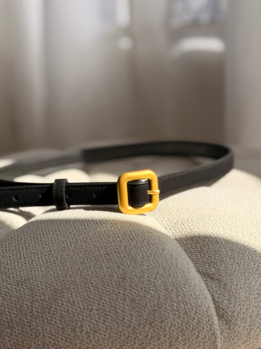 Black velvet and gold buckle belt
