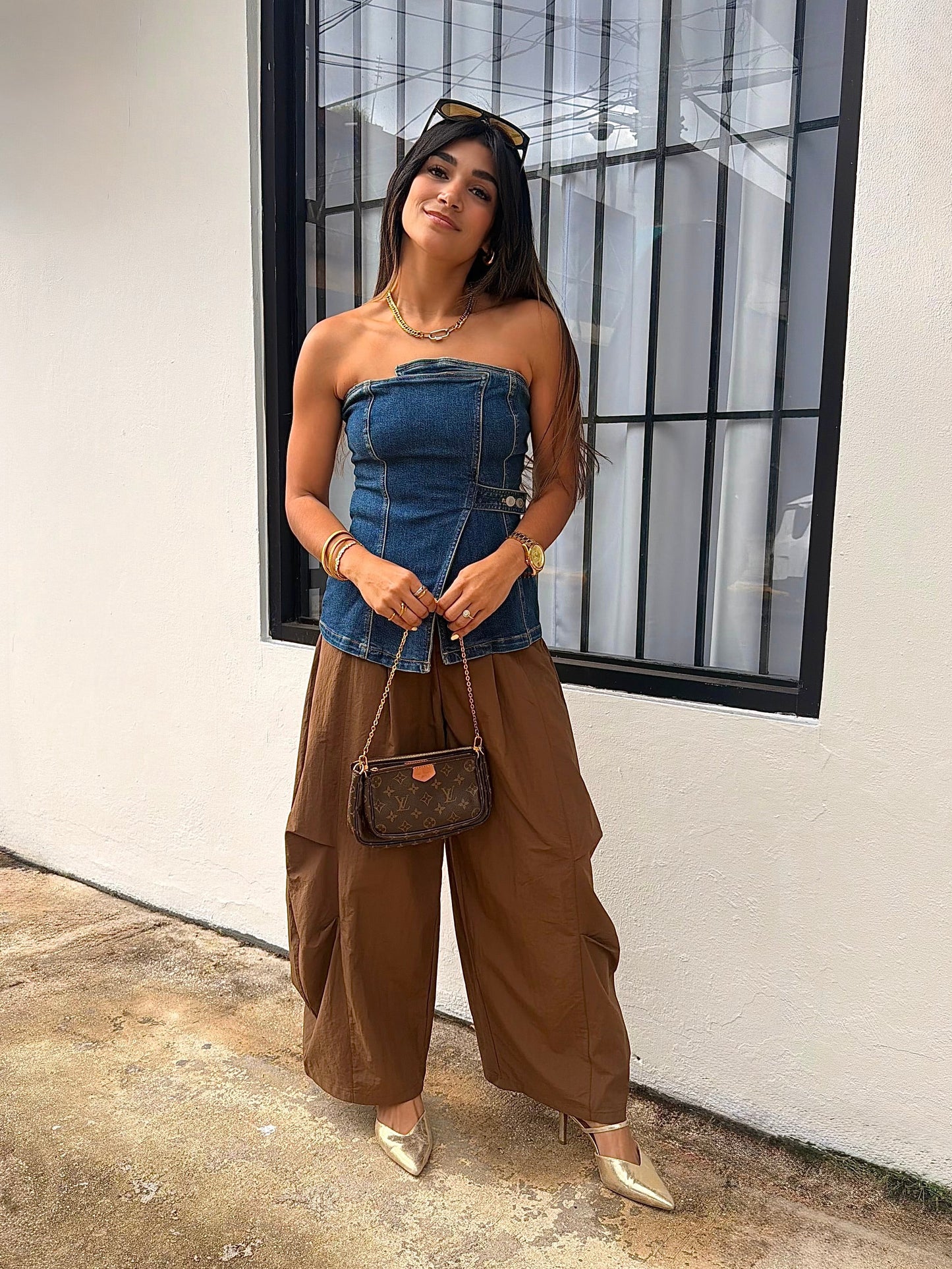 Chocolate parachute wide pants