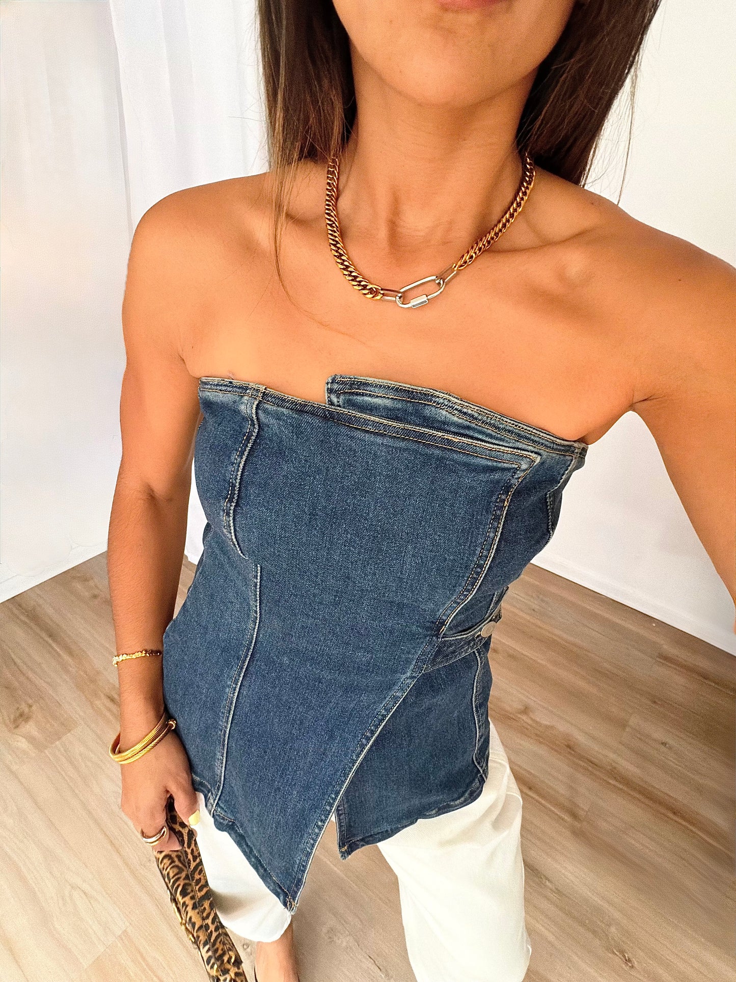 The wrapped denim top