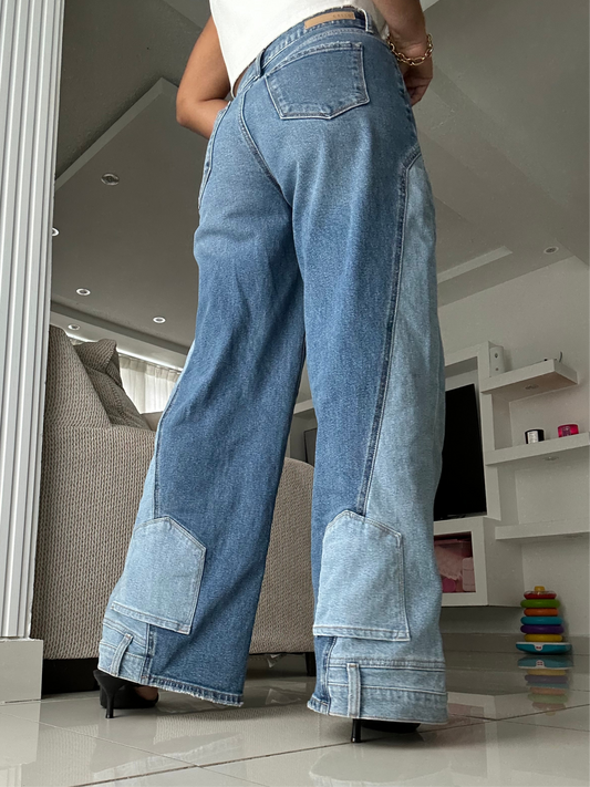 Upside down contrast denim