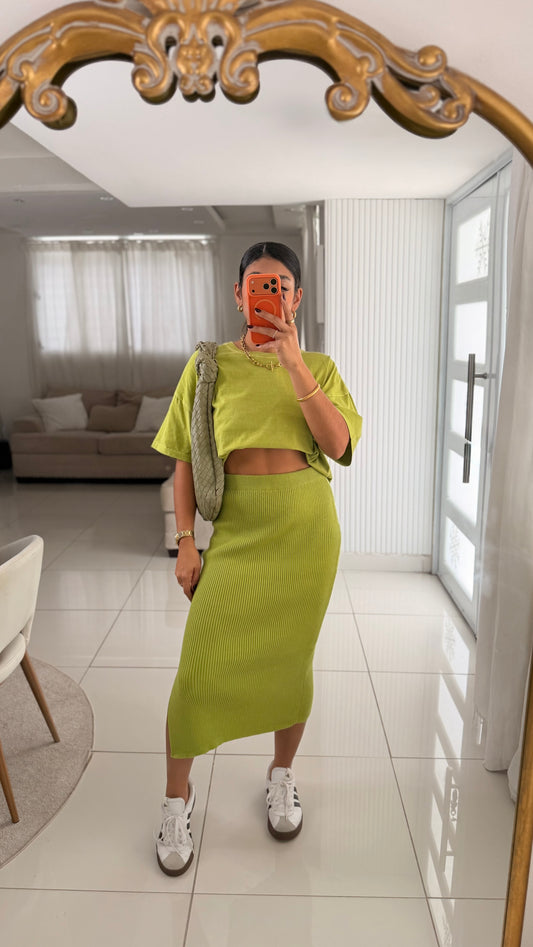 Apple green midi skirt PRE ORDER