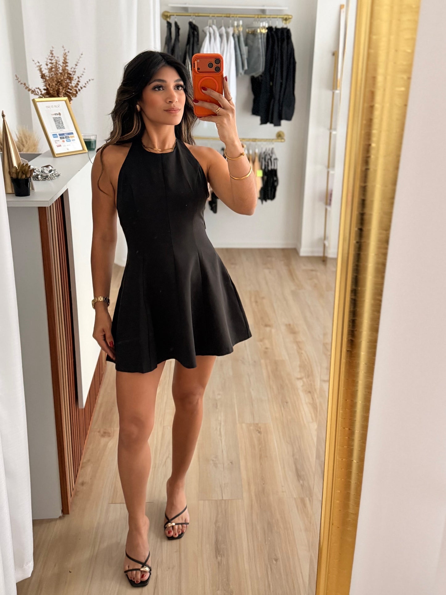 Back out little black halter dress