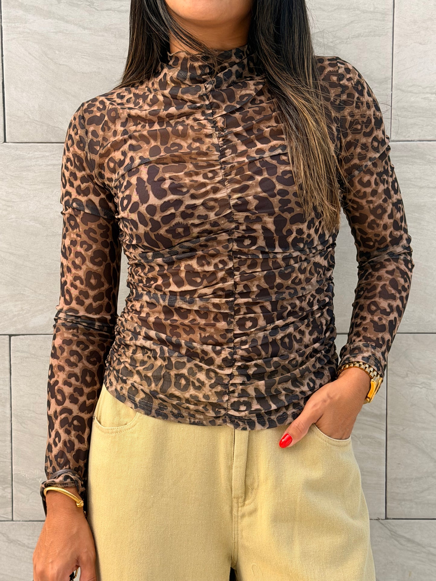 The Leopard Mesh Top