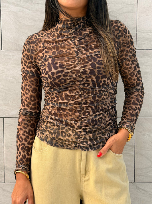 The Leopard Mesh Top