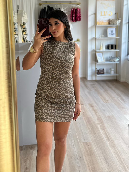 Leopard denim dress