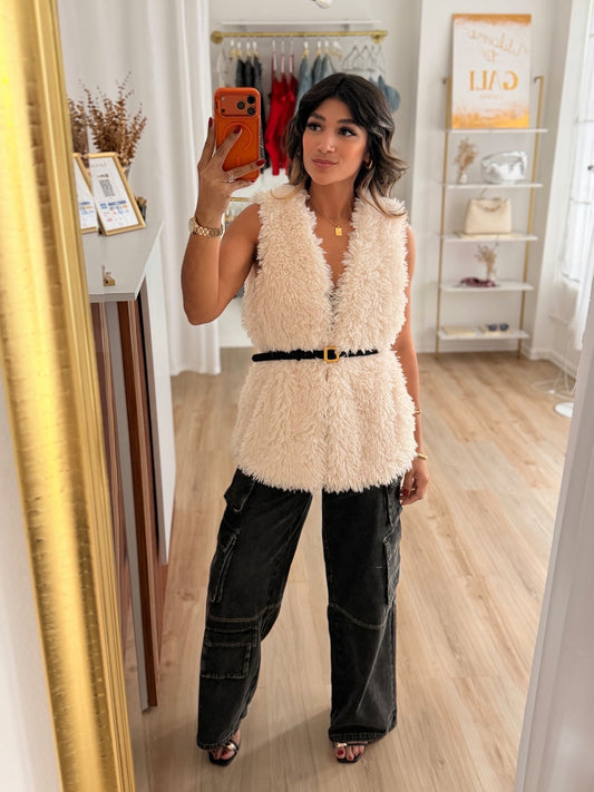 Fuzzy ivory vest
