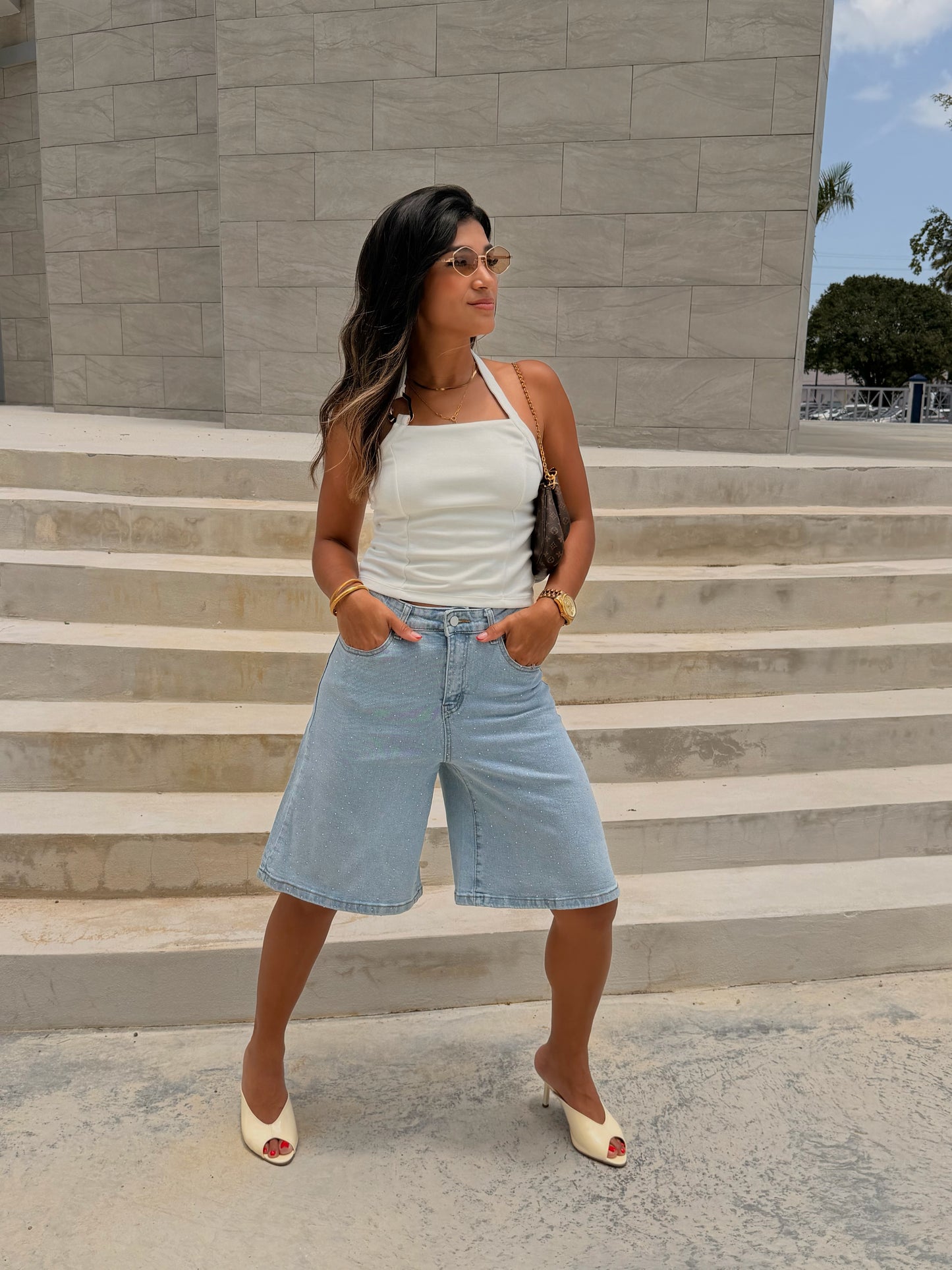 The Sparkle Denim Bermudas