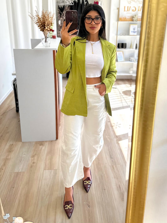 Apple green linen blazer