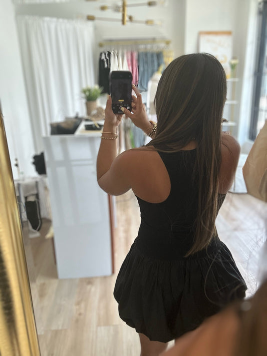 Black contrast bubble dress