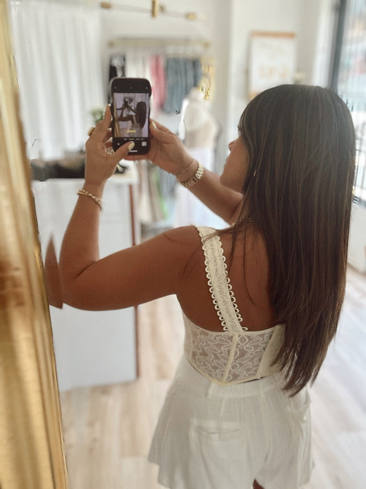Vanilla lace corset top