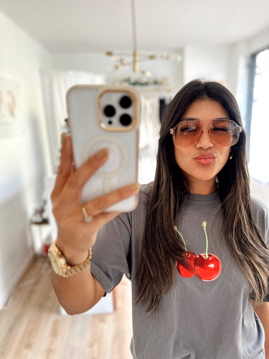 Peachy clear retro sunglasses