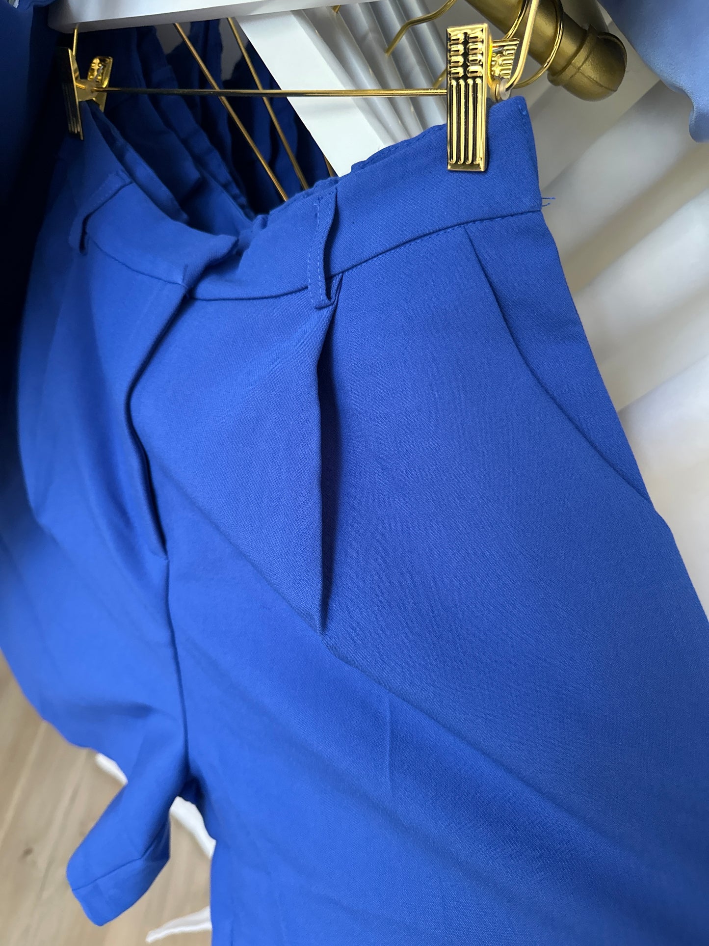 Cobalt woven vest and shorts set