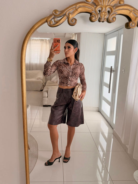 The Leopard Mesh Top