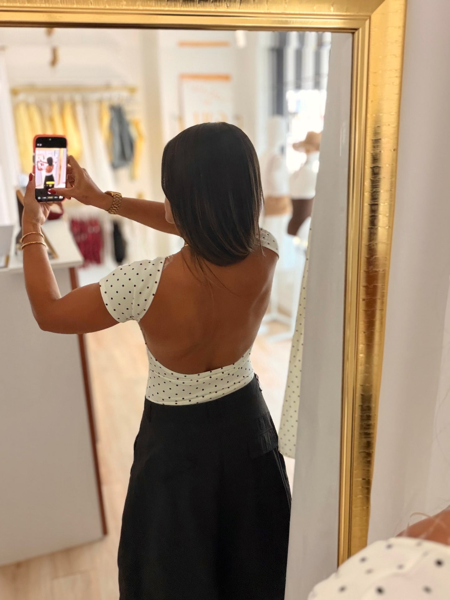 Polka back out top (white)