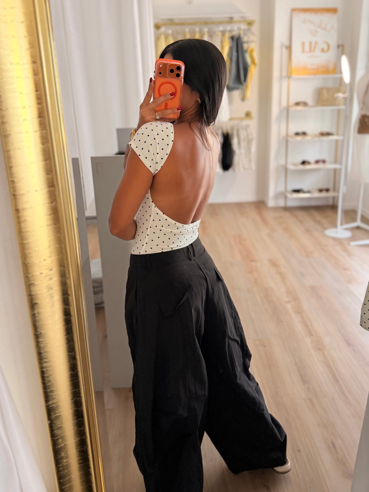 Polka back out top (white)