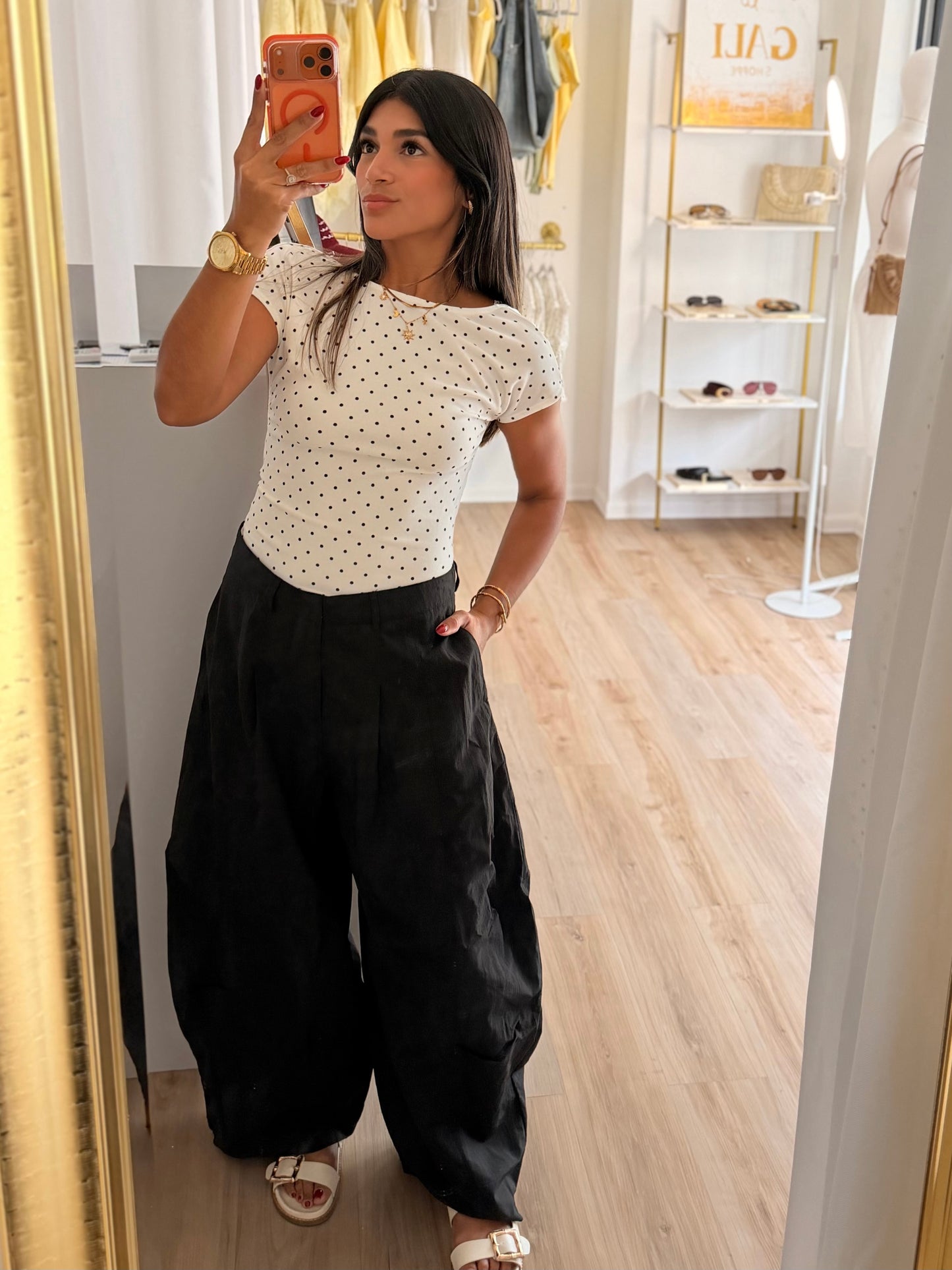 Polka back out top (white)