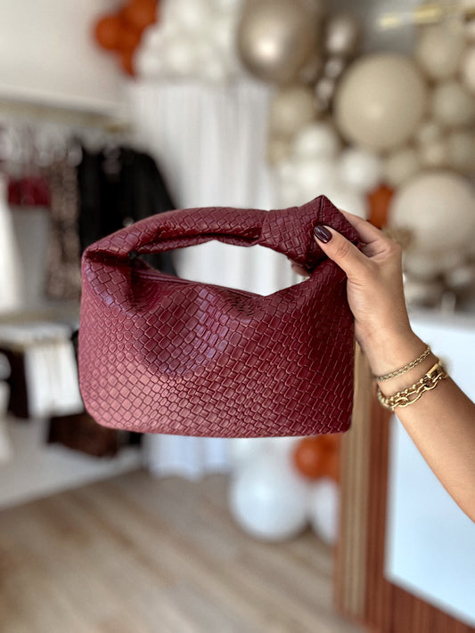 Burgundy handbag