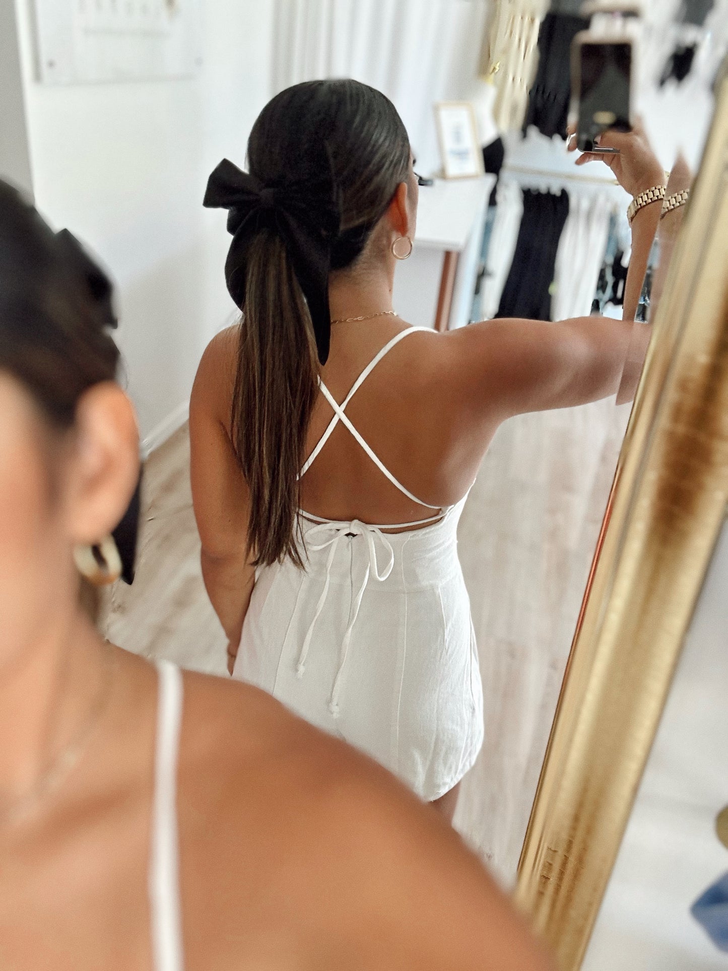 White denim romper