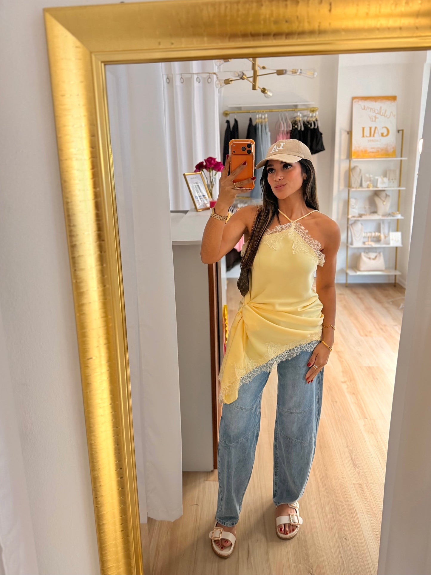 The satin x lace dress (butter yellow)