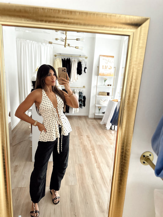 Polka dot french halter top