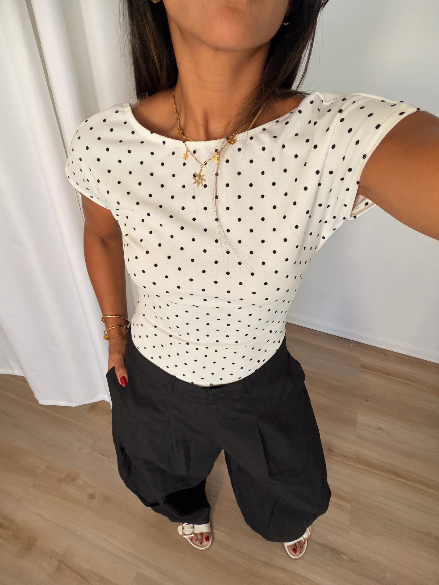 Polka back out top (white)