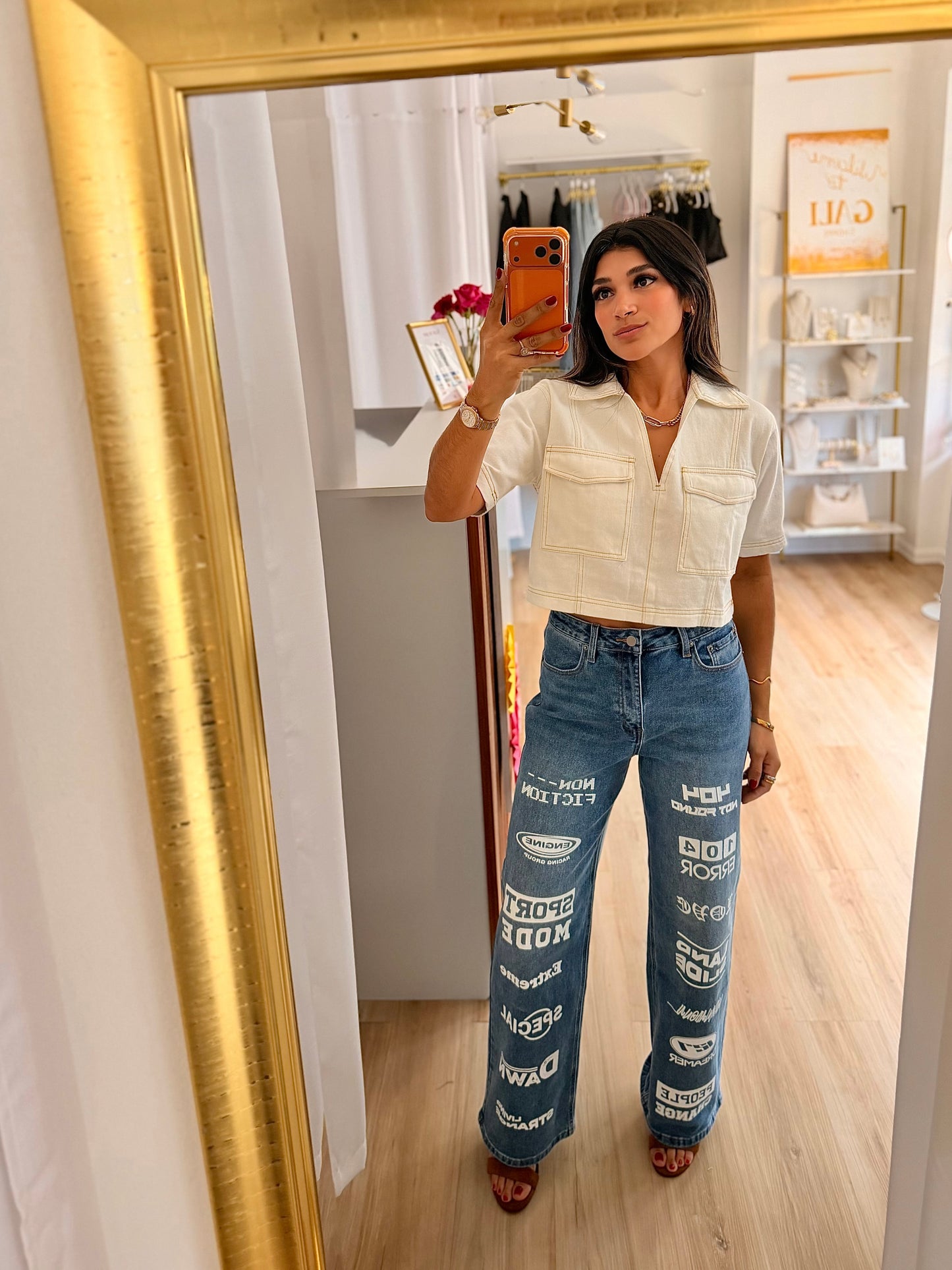 Double pocket denim top