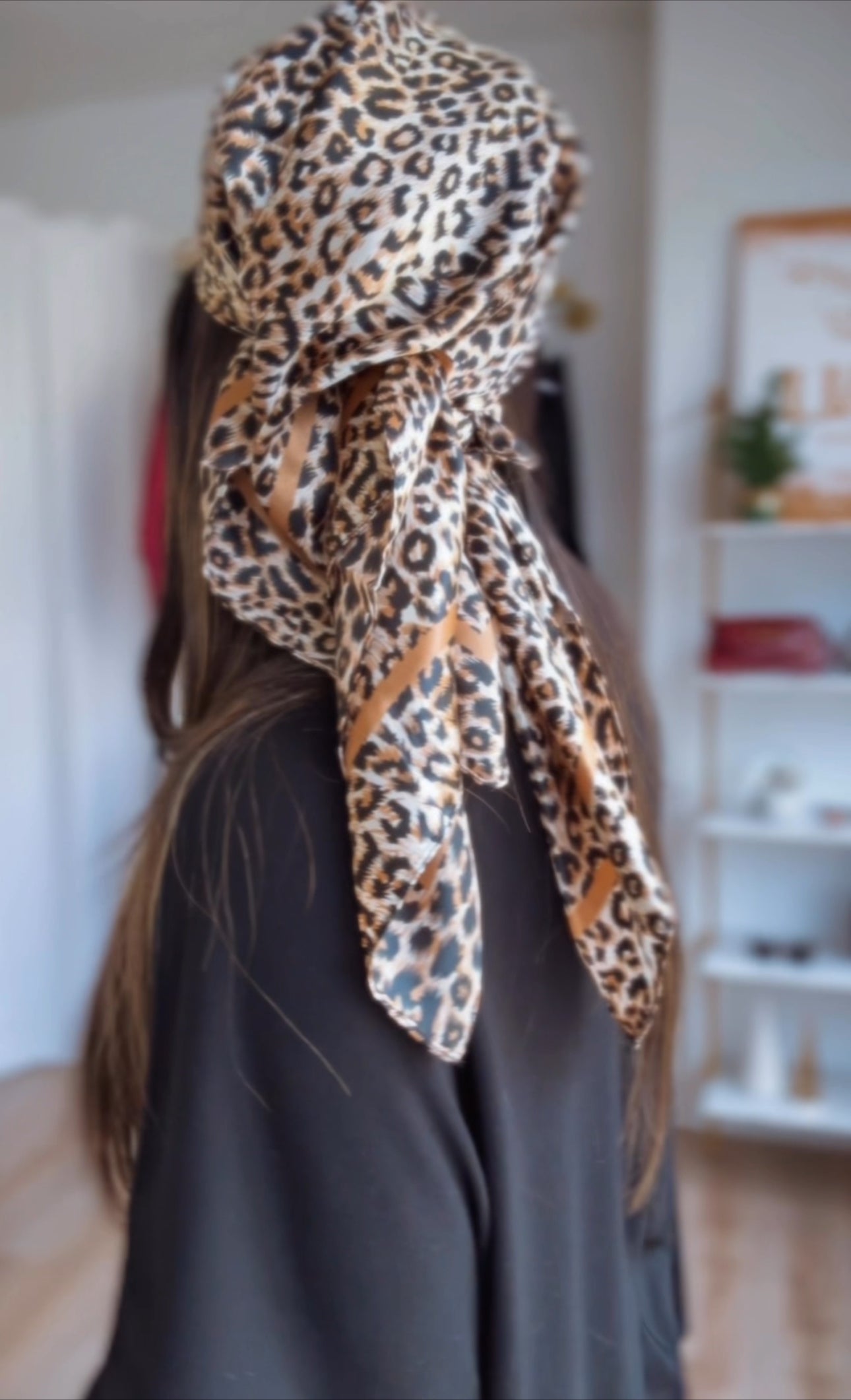 Animal print satin bandana multiuses