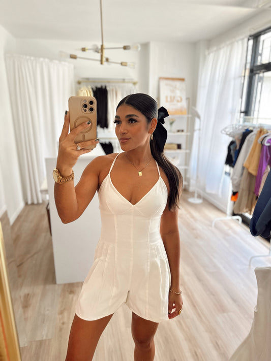 White denim romper