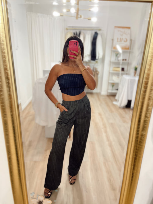 Navy striped corset top