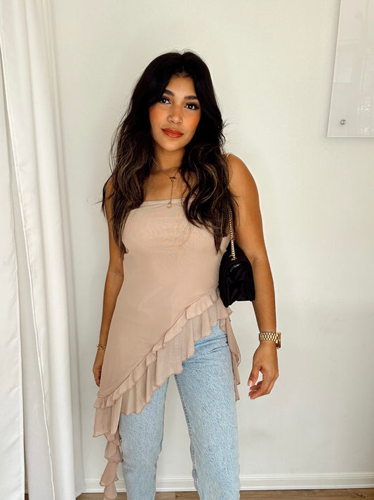 Asymmetrical fringes Mocha top