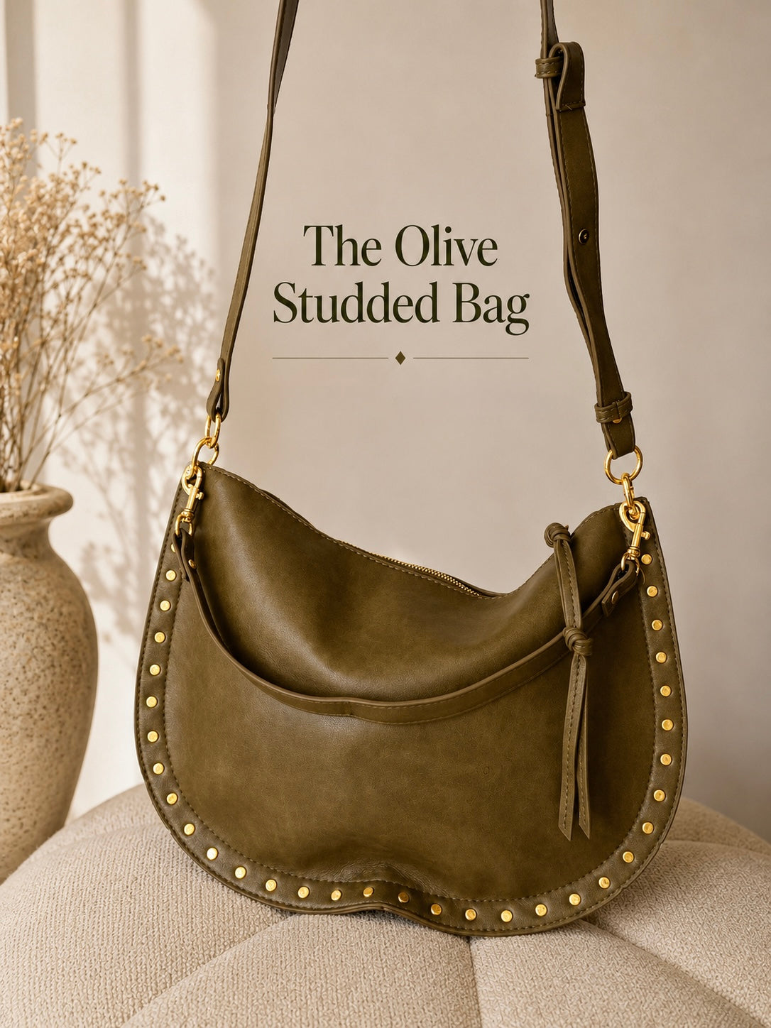 The Olive Studded Bag