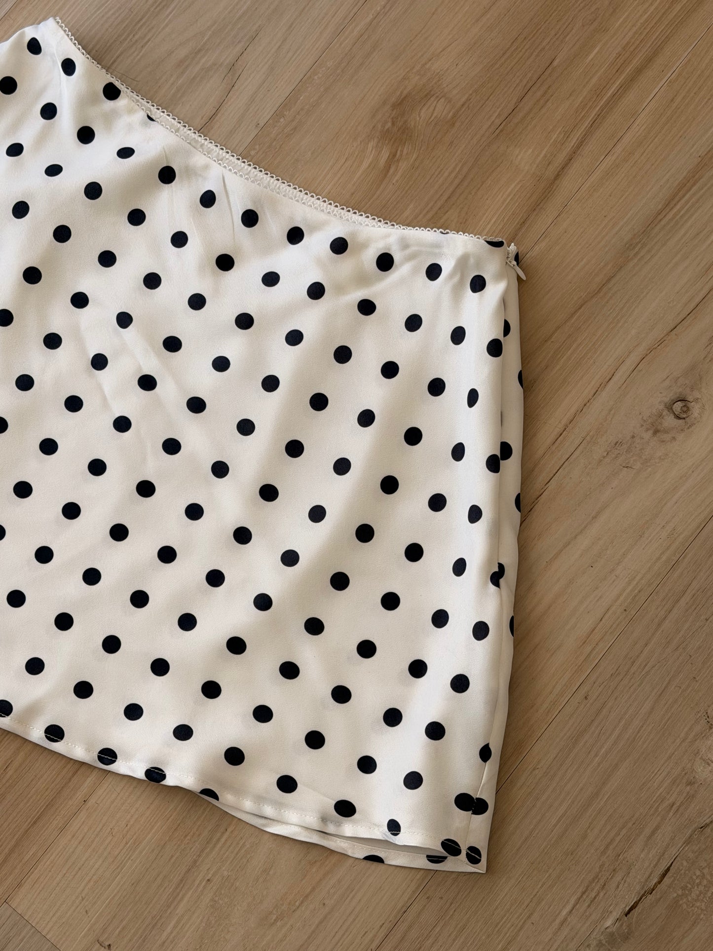 The Polka Satin A-Line Mini skirt