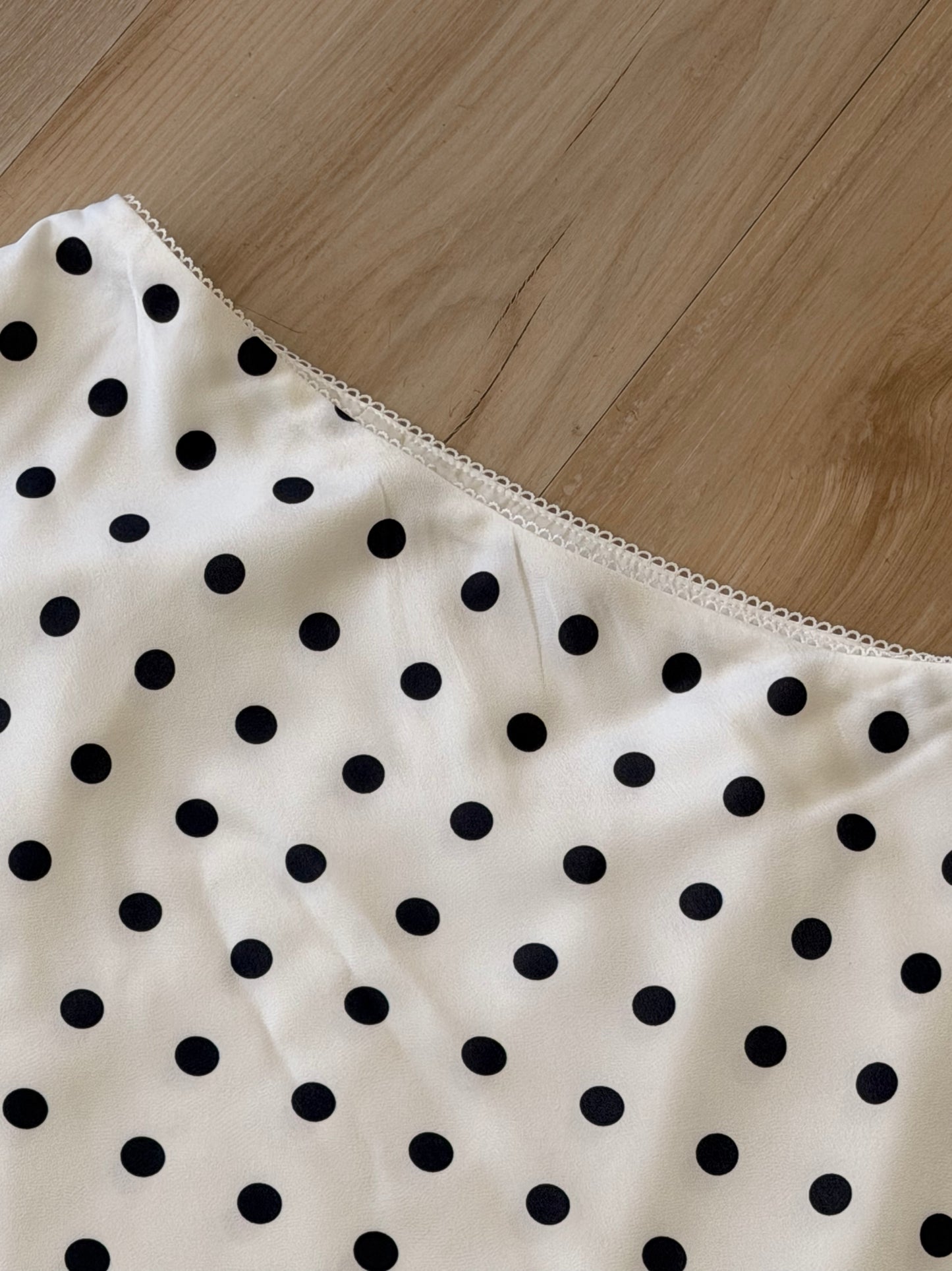 The Polka Satin A-Line Mini skirt
