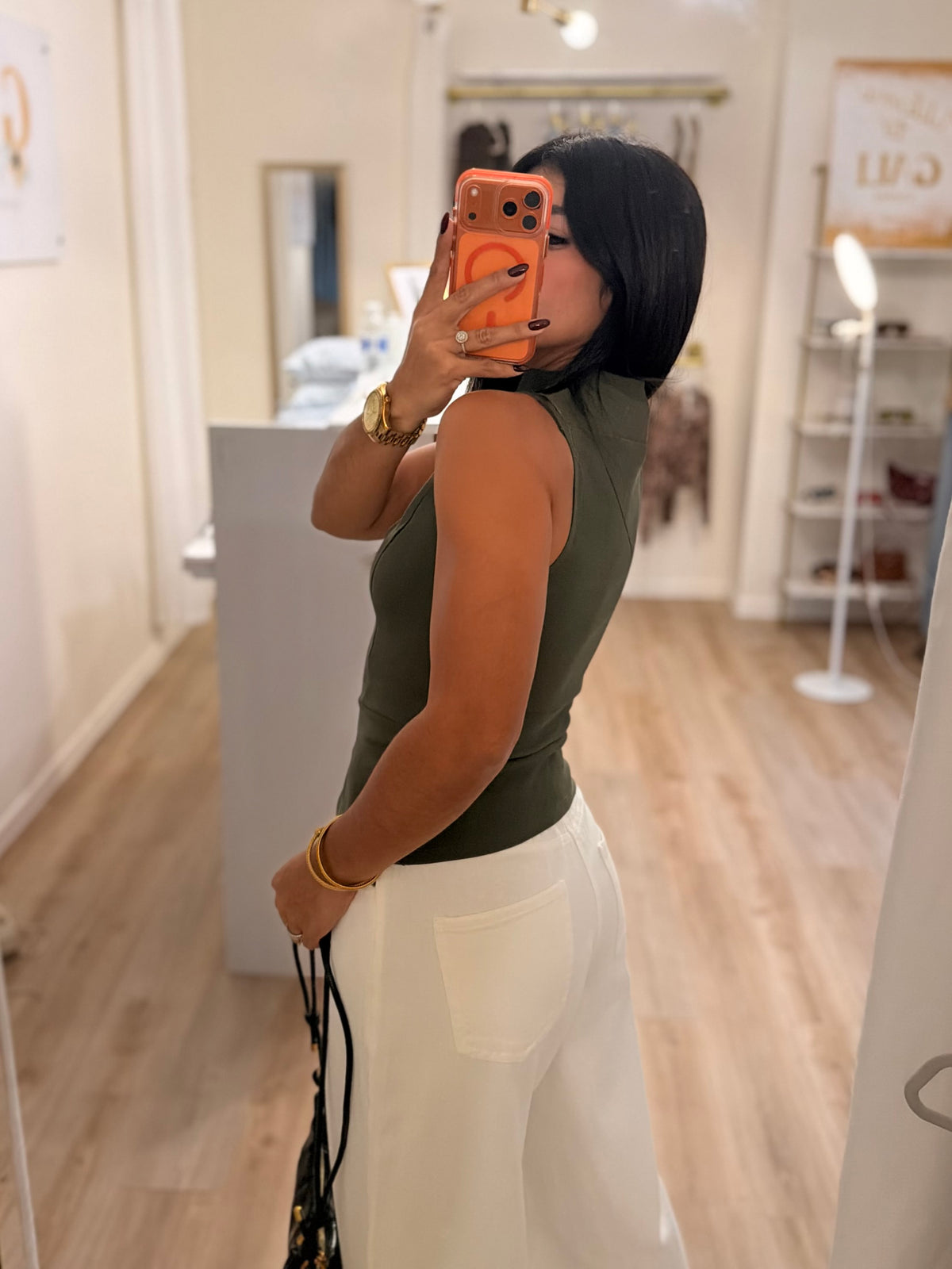 The Curved Zip Up Top ( Army green)