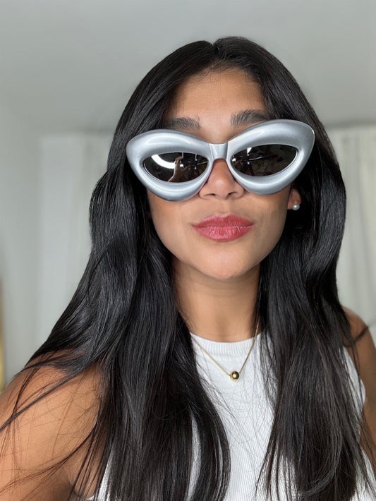 Bubble frame metallic sunglasses (Silver)